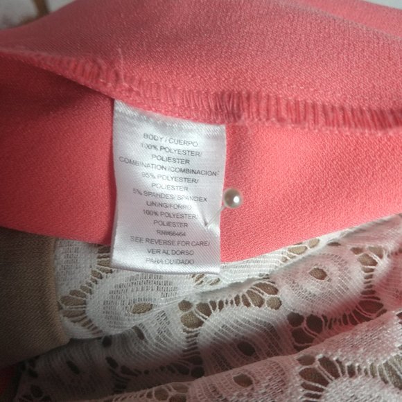 Studio 1 NY Dress Color Block Coral & Ivory w Cro - Picture 9 of 11